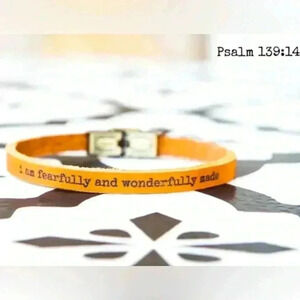 I AM FEARFULLY & WONDERFULLY MADE PSALM 139:14 bracelet Leather stainless steel